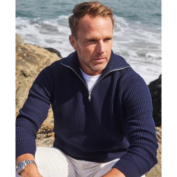 NWT Collars and Co Pacific Quarter Zip Sweater Navy XXL
